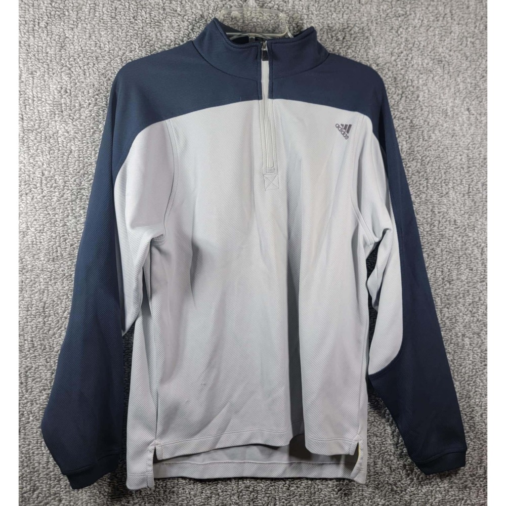 Adidas Pullover Half Zip Gray Blue Athletic Training Activewear‎ - Mens Meduim